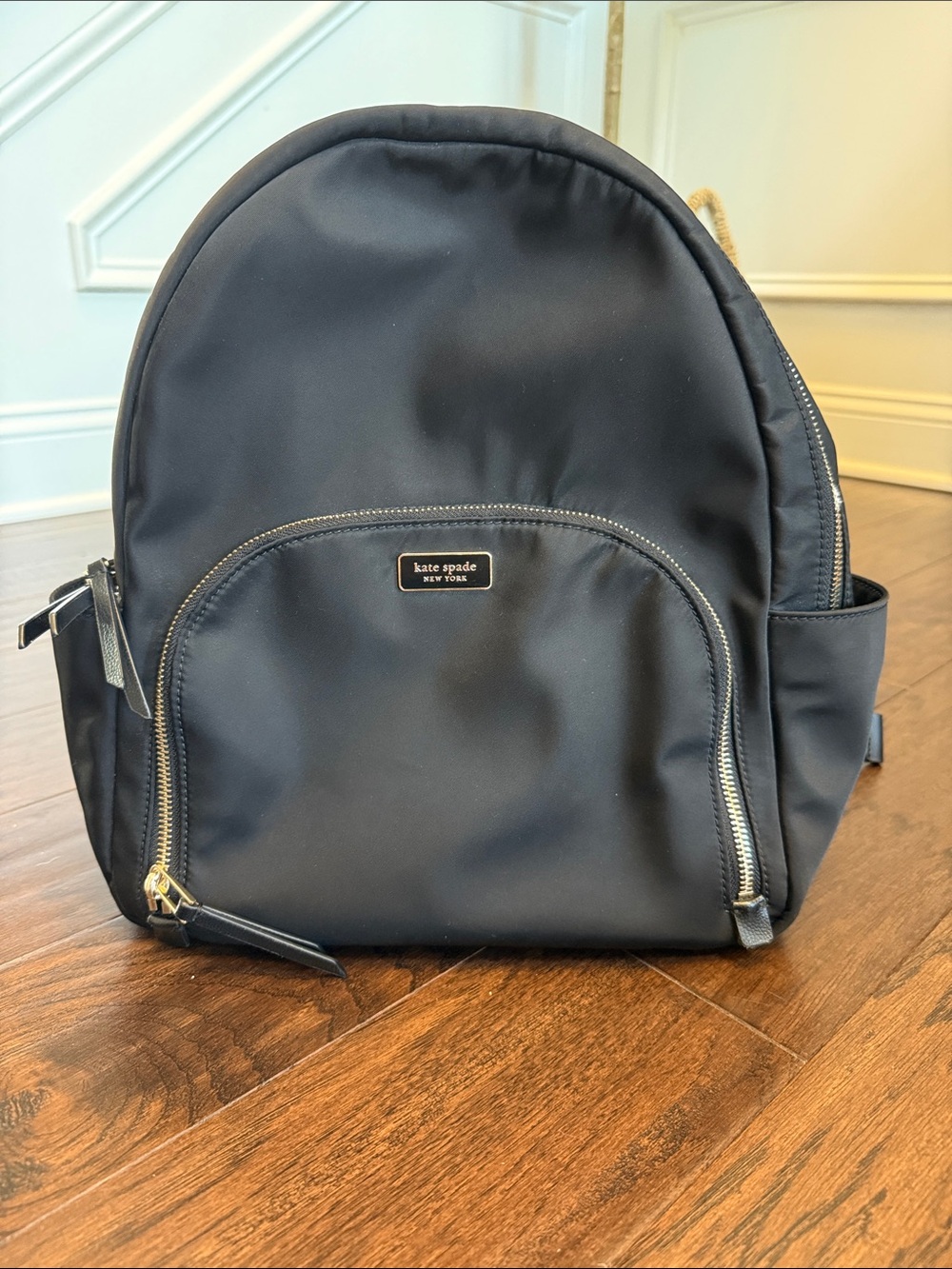 Kate Spade New York Black Nylon Backpack Gold Hardware Laptop Travel Bag